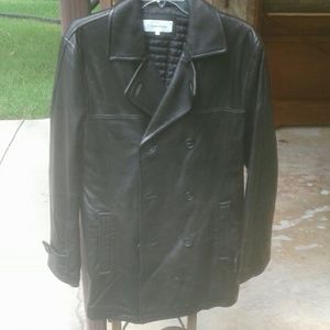 Calvin Klein Leather Peacoat Jacket